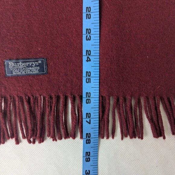 BURBERRY London Vintage Solid Knit 100% Cashmere Neck Warmer Maroon SCARF - Picture 7 of 8